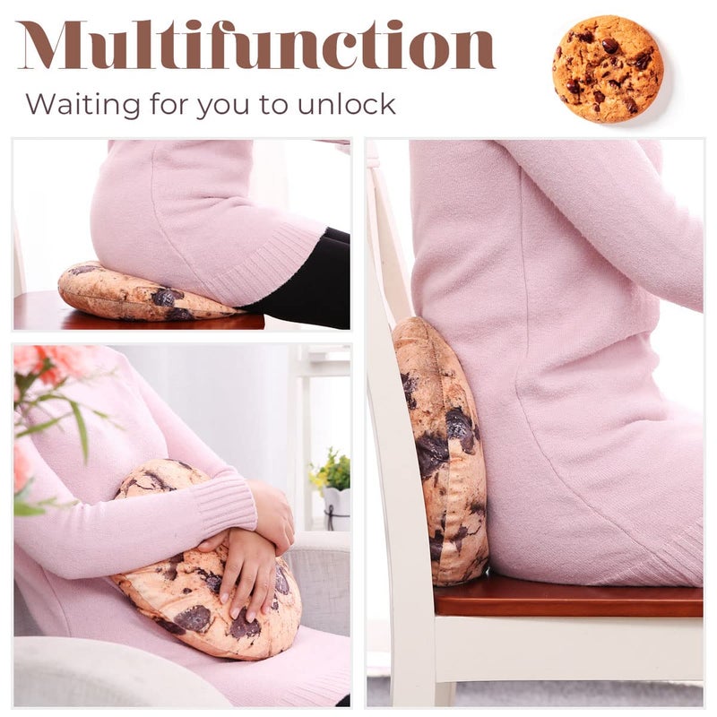 HYSEAS Round Throw Pillow 13.4 Inch Chocolate Cookie, 3D Digital Print Decorative Comfortable Soft Plush Funny Food Shaped Pillow Light Weight Seat Pad Cushion for Couch, Chair, Floor, Sofa - Image 4
